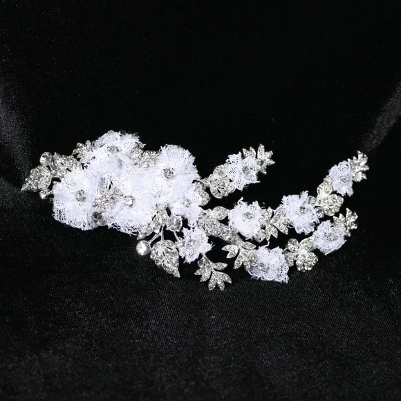 Beautiful white lace/ Swarovski crystal bridal headpiece-Zoe? Luxury Bridal Headpiece Headband Wedding Headpiece ZOE  main image 2